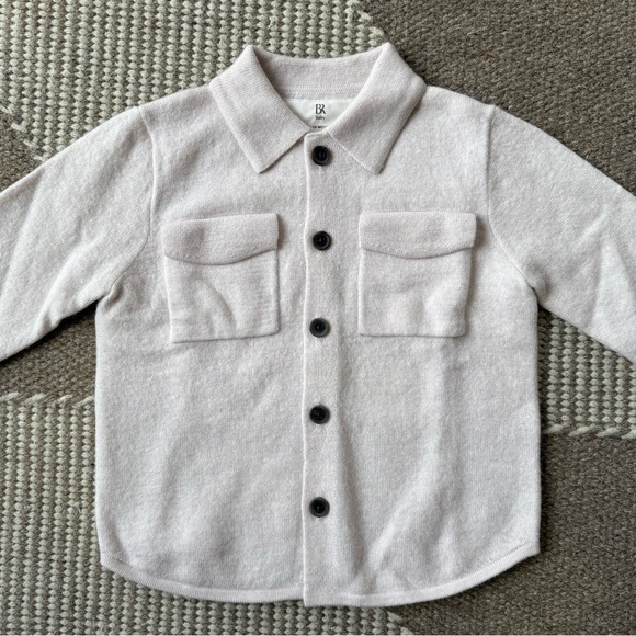 Kids Beige Button-Down Shirt Jacket with Pockets, Size 18-24 months - Picture 1 of 3